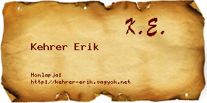 Kehrer Erik névjegykártya